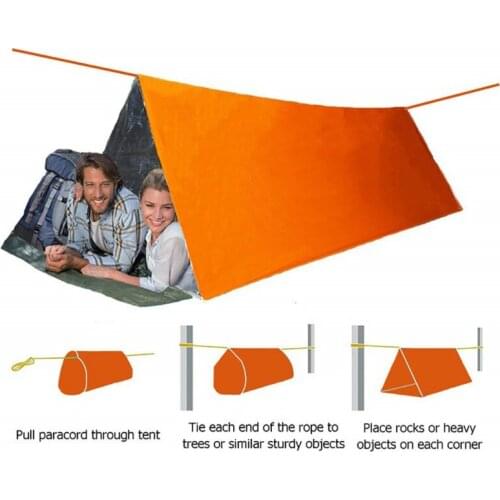 Tube Tent Emergency Survival Shelter Tarp Thermal Sleeping Bag with Whistle Survival Gear Blanket for Outdoor Hiking Camping
