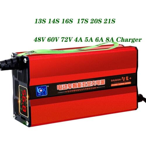 13S 14S 16S 17S 20S 48V 60V 72V Li-ion Lithium Battery Charger 5A 6A 8A Electric Bicycle E-bike Scooter Lithium Battery Charger