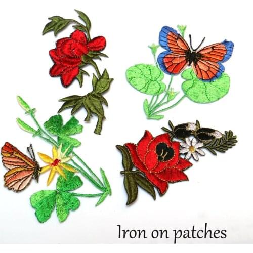 1pc ironing floral embroidered Patches for Clothes iron on Embroidery Stickers Applique flowers Decoration Badge parche