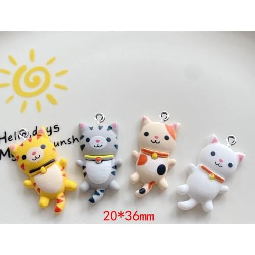 10Pcs Resin Animals Cat Charms Pendants Flat back Resin Cabochon for Earrings Necklace Jewelry Accessories DIY Decoration Craft