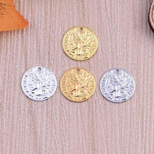 20pcs ZHU RU 10mm Personality head pattern retro coin round Charms Pendant fit for bracelet DIY Fashion Jewelry Accessories