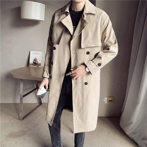 2021 Brand clothing Mens spring High quality cotton Business Trench coats/Male slim fit Long Casual windbreaker Jackets S-5XL