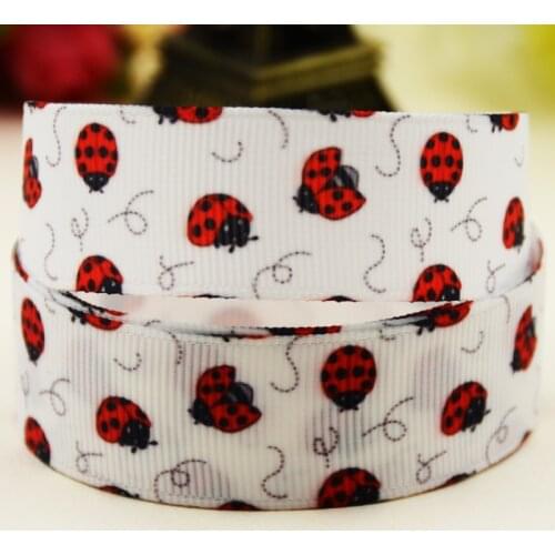 22mm 25mm 38mm 75mm ladybug Cartoon printed Grosgrain Ribbon party decoration 10 Yards X-02960