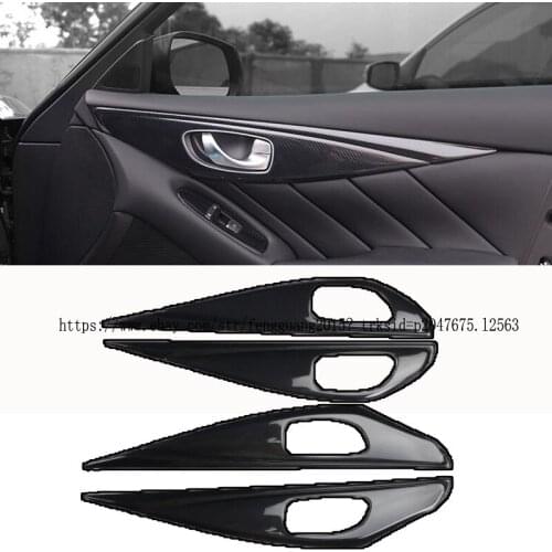 Fit For Infiniti Q50 2014 2015 2016 2017 2018 ABS Carbon Fiber Car Door internal handle trim cover 4pcs