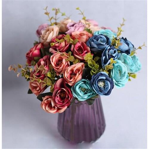 5 Forks 10 Head Artificial Rose Flowers For Wedding Decoration Fake Flowers For Home Garden Living Room Decoration Accessories