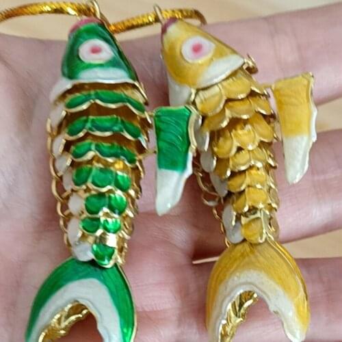 8.5cm Large Enamel Swing Koi Fish Keychains Charms Pendants Cloisonne Jewelry Xmas Tree Decor Women Men Birthday Gifts