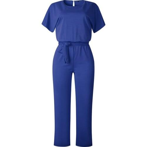 AECU Jumpsuit Casual Round Neck Highstreet Women Jumpsuits Overalls For Women Straight Leg Long Jumpsuit Combinaison Femme