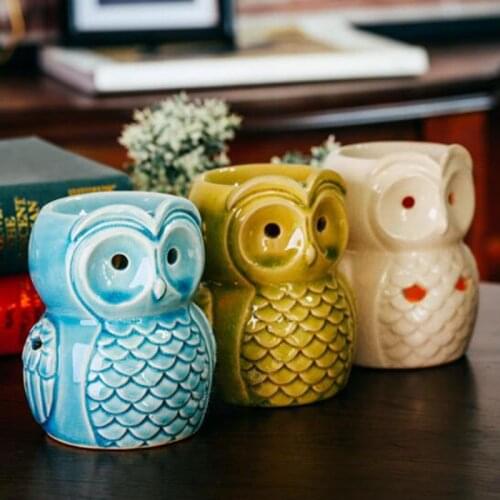 Owl Aroma Oil Lamp Gifts And Crafts Home Decorations Essential Oil Burner Ceramic Aromatherapy Aroma Burner