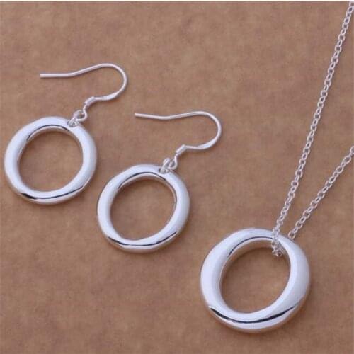 AS100 Hot Sale Silver Plated Color Jewelry Sets For Women Wholesale High Quality Classic Earring 217 + Necklace 293