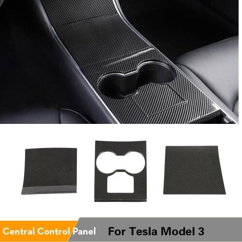 Protective Patch for Tesla Model 3 2017 2018 2019 Interior Real Carbon Fiber Trims 3pcs Car Central Control Panel
