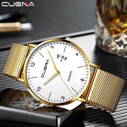 Ultra-thin Mens Watch 2019 New Fashion CUENA Watches Simple Business Men Quartz Watches Male Clock relogio masculino