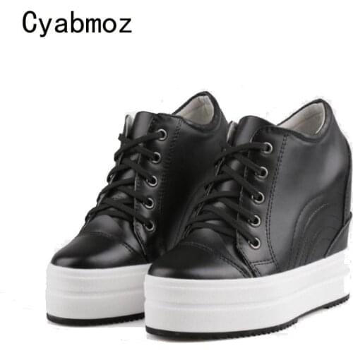 Cyabmoz Women height increasing Shoes Platform Genuine leather High heels Zapatos mujer Tenis feminino Woman Pumps Party Shoes