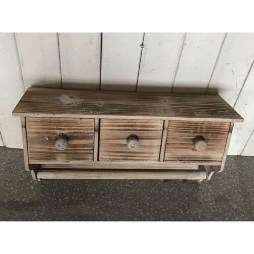 Farmhouse Handmade Distressed 3 Drawers Wooden Cabinet for Wall