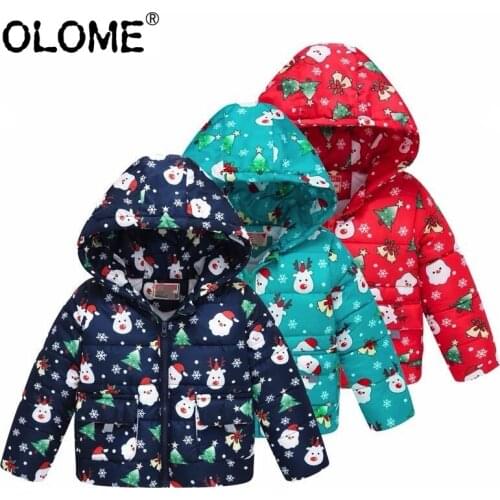 Winter Girl Jacket Cotton Quilted Jacket for Kids Winter Jacket Hooded Children Coat Floral Toddler Outwear OLOME Boys Down Coat