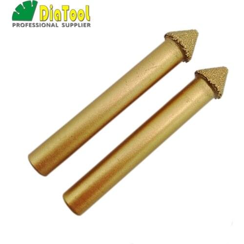 DIATOOL 2PCS CNC Vacuum Brazed Diamond Engraving Bits, 3D Carving Tools, 60 Degree, Shank 8mm, CNC Tools