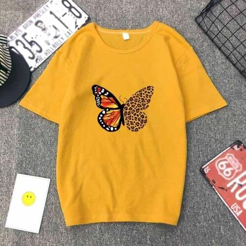 Butterfly Flower Printed T-shirt Ladies Summer Clothes Top Vogue O Neck Printed T-shirt Fashion aesthetic T-shirt y2k shirt