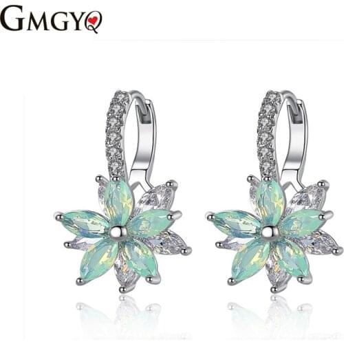 GMGYQ Leuke Bloem Crystal Verharde Shiny Oostenrijkse Zirconia Trendy Gold-Kleur Sieraden Voor VrouwenHow Many Olivine Polychro