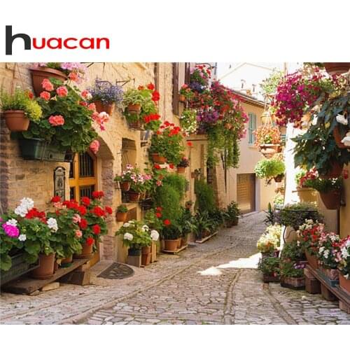 Huacan Full Square/Round Diamond Painting Landscape Street 5D DIY Diamonds Embroidery Decorations Home Art