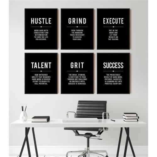 Grind Hustle Success Motivational Posters and Prints Office Decor Modern Art Entrepreneur Motivation Canvas Painting Pictures