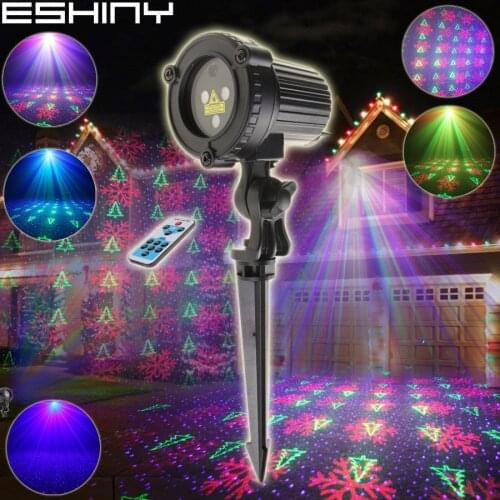 ESHINY RGB Laser Outdoor WF Star Snow Tree Projector Remote Landscape Snow Xmas Garden Party House Wall Tree Effect Light N7T206