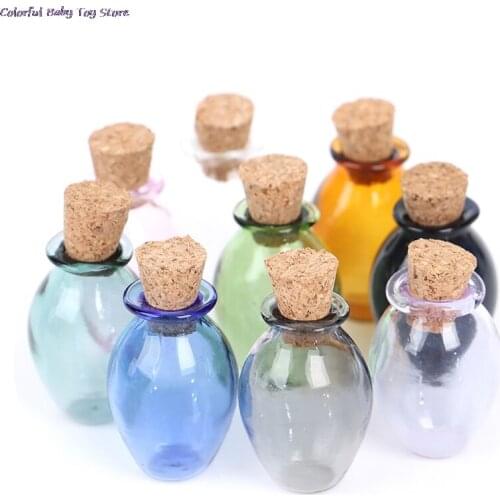 2Pcs 1:12 Dollhouse Miniature Glass Color Bottles Cork Bottles Tiny Jar Model For Dollhouse Decoration
