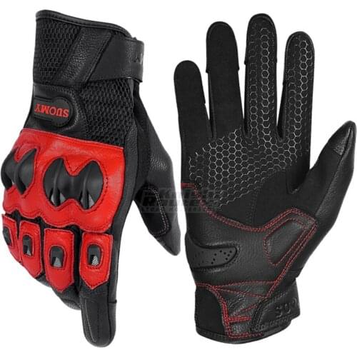 Retro Motorcycle Gloves Vintage Leather Moto Motorbike Motocross Full Finger Touch Screen Gloves Guantes Racing Gloves For Men