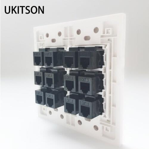 Multimedia 12 Phone Connectors RJ11 CAT3 Telelphone Wall Panel 120x120mm
