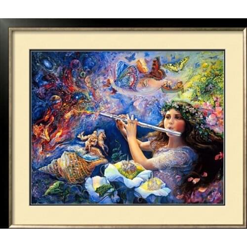 Needlework,Cross stitch,14CT Unprinted Embroidery kit Beauty flute oil painting peopl Art Cross-Stitching,DIY Handmade decor