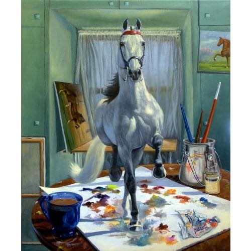 Horse style Embroidery Counted Cross Stitch Kits Needlework - Crafts 14 ct DMC Color DIY Arts Handmade Decor oil horse