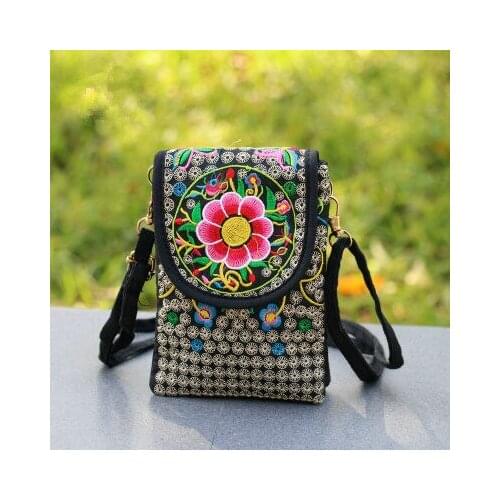 New National embroidery women shopping handbags small!Nice multi floral prints lady hasp Carrier All-match canvas shoulder bags
