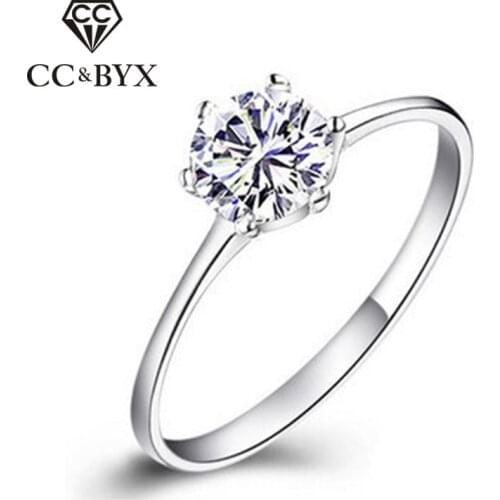 Engagement Rings For Women Simple Classic Bague CC041 White Gold color CZ Jewelry Bijoux Femme Wedding Ring Women