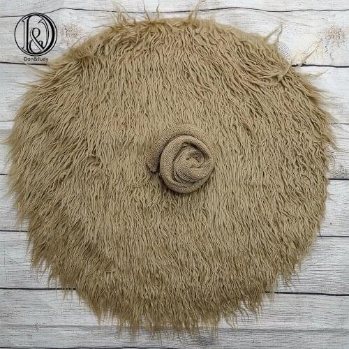 Don&Judy 2pcs/set Round Fake Fur Blanket with Matched Wrap Newborn Photo Props Basket Stuffer Filler Photography Accessories
