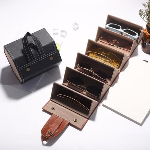 Sunglasses Organizer Eyeglasses Storage Box Makeup Case Watches Necklaces Earrings Leather Container Organizing Box