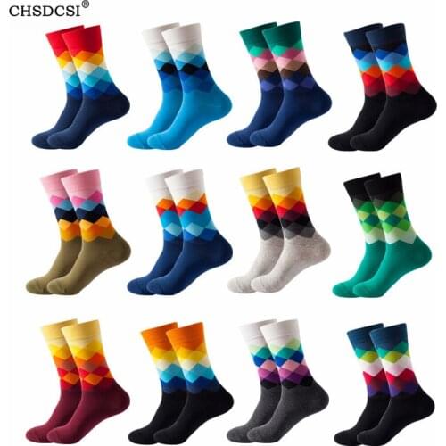 CHSDCSI 1 Pair Creative Autumn Winter Men Women Cotton Casual Socks Diamond Printed Crocodile Socks Happy Harajuku Hot Sale