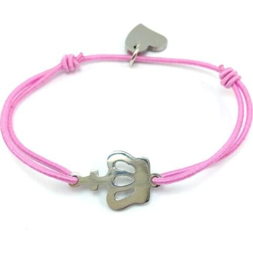 Wish Bracelet Crown Stainless Steel Charm Adjustable Cord Lucky Bracelet For Men Women