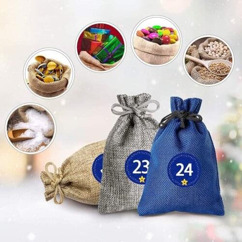 Christmas Gift Bags Natural Resuable Jute Linen Travel Bundle Pockets Environmentally Friendly Use Luggage Drawstring Jewelry