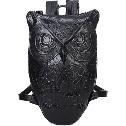 Fashion 3D owl women backpacks large capacity high quality Waterproof Thichen leather backpack unisex big school bag Travel bags