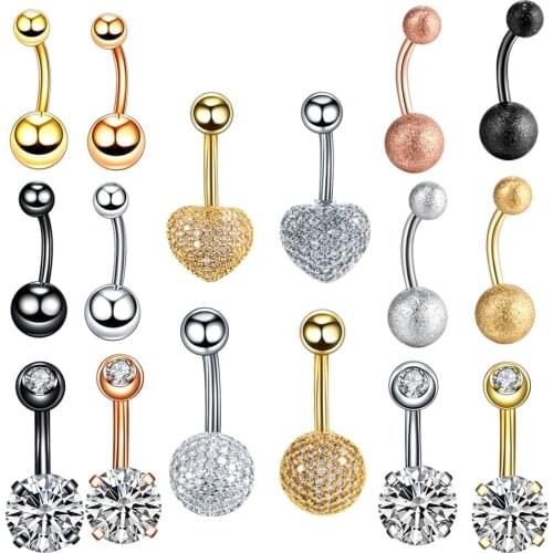 1PC Steel Belly Button Rings Belly Piercings 14G Navel Piercing Nombril Ear Piercings Ombligo Navel Earring Body Jewelry Pircing
