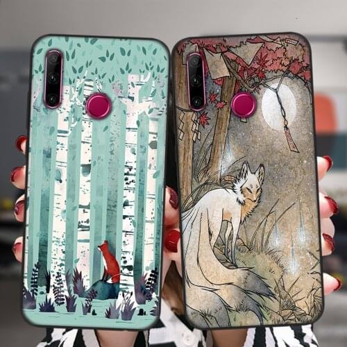 For Honor 50 Pro SE 30 9 10 20 10X Lite Pro 10i 20i 30i 8X 9X Black Protective Case Birches The Wish Fox Deer Silicone Cover