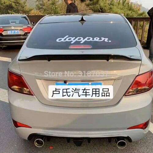 For Hyundai Verna Accent 2010 - 2016 Carbon Fiber rear boot Wing Spoiler Rear Roof Spoiler Wing Trunk Lip Boot Cover Car Styling