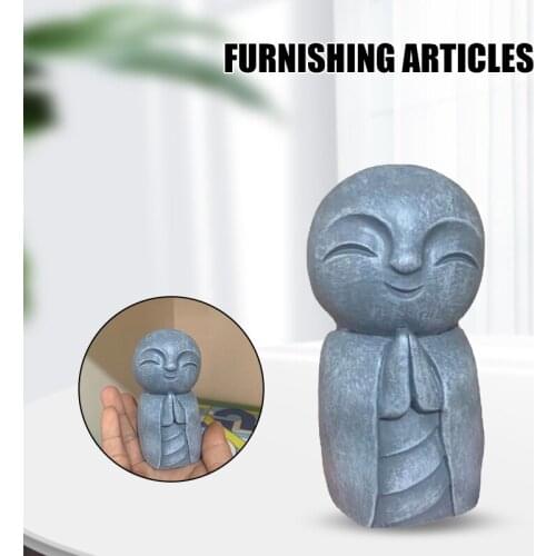 Jizo Statue Little Jizo Monks Smiling Buddha Resin Crafts for Your Home Yard Lawn Desk Garden Outdoor Decoration GQ
