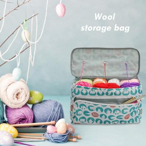 600D Oxford Cloth Printing Yarn Storage Bag Knitting Tote Bag Square Bag for Thread Wool Yarn Crochet Hooks Knitting Needles