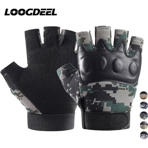 LOOGDEEL Mountaineering Gloves Half Finger Outdoor Cycling Fitness Wear-resistant Non-slip Shockproof Sports Protection Gloves