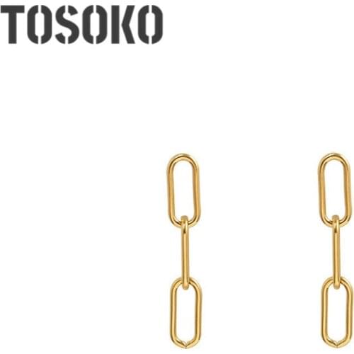 TOSOKO Stainless Steel Jewelry Autumn And Winter Linked Chain Earrings Temperament Female Earrings BSF321