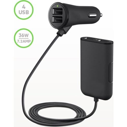 QC3.0 with 4 Usb Interface Universal Car Charger USB Fast Charging Multifunctional Car Phone Charger with 1.8m Extending Cable