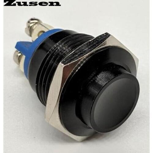 Zusen New 16mm Momentary Black metal push button waterproof switch