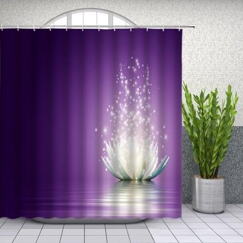 Fantasy Flowers Shower Curtains Shiny Stars Water Surface Scenery Bathroom Decor Home Bath Waterproof Polyester Curtain Set