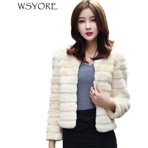 WSYORE Nine Quarter Sleeve Fur Coat Women New Autumn Winter Fashion Faux Rabbit Fur Short Jacket Female NS207
