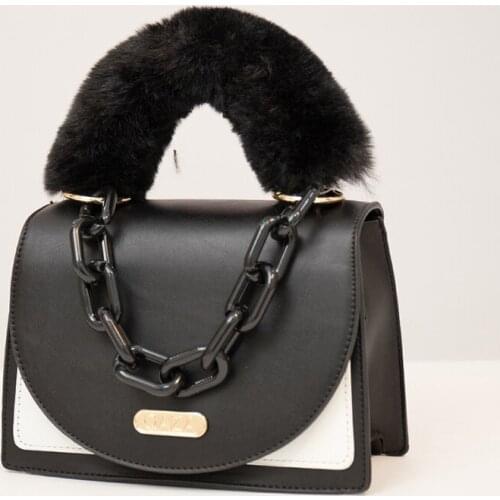 Women Bags Winter Soft Plush Handle Handbags Luxury Brand Flap Purses Fashion Casual Small Square Bags Crossbody Bag With Chain