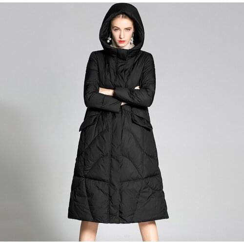 Womens Down Jacket 2020 Korean Thick White Duck Down Jacket Hooded Women Winter Coats Long Warm Casual Outwear